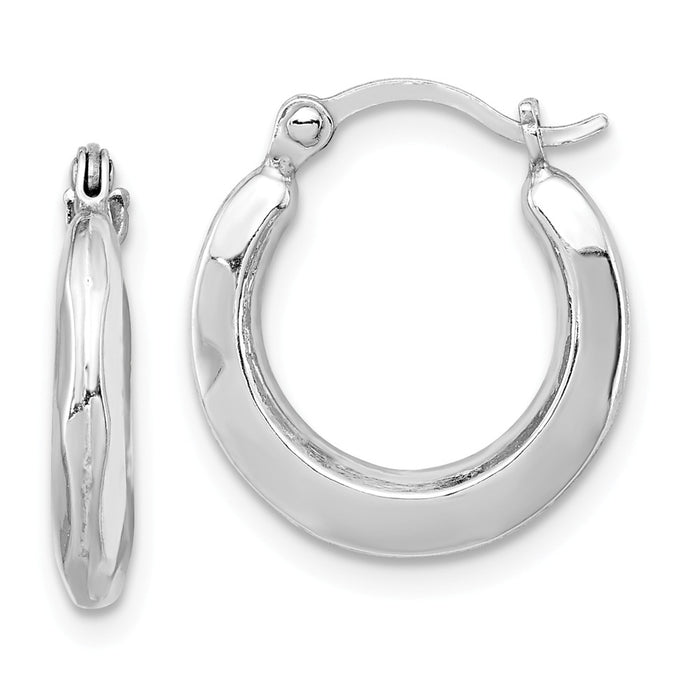 Stella Silver 925 Sterling Silver Rhodium-Plated Hollow Hoop Earrings, 14mm x 14mm