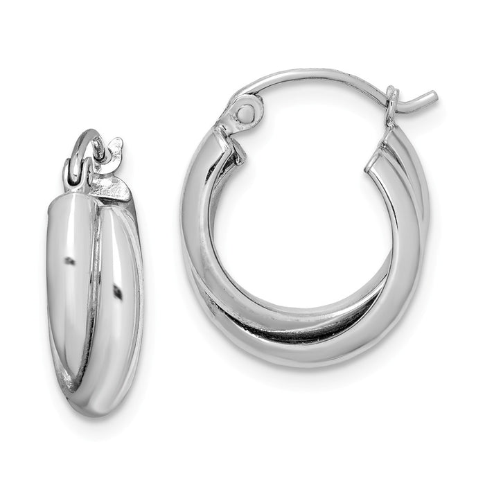 Stella Silver 925 Sterling Silver Rhodium-Plated Hoop Earrings, 13mm x 13mm