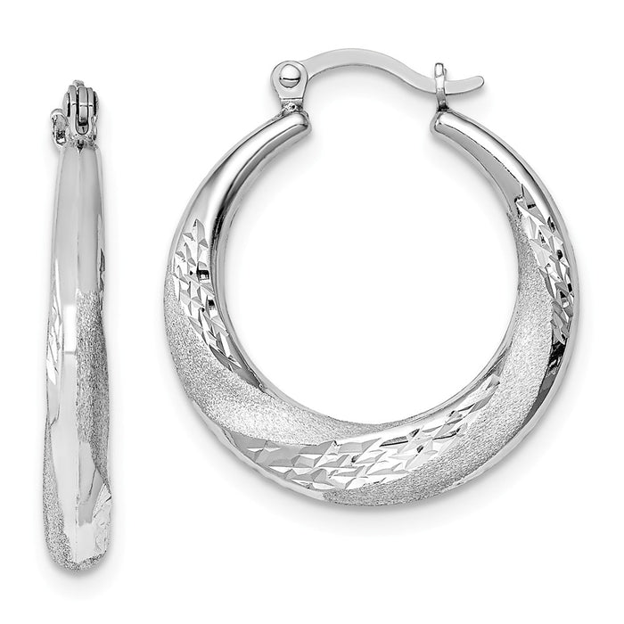 Stella Silver 925 Sterling Silver Rhodium-plated Diamond-Cut Scalloped Hoop Earrings, 21mm x 21mm