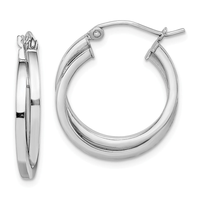 Stella Silver 925 Sterling Silver Rhodium-Plated Hoop Earrings, 19mm x 19mm