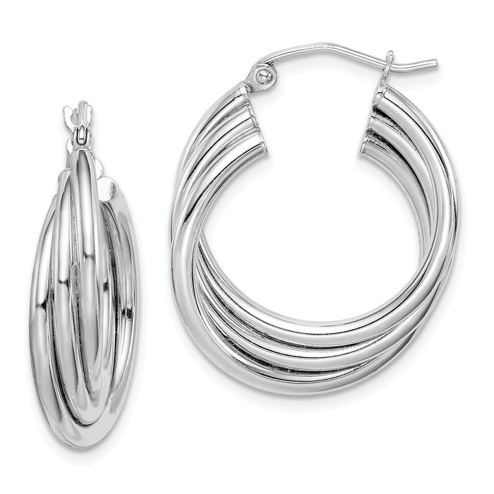 Stella Silver 925 Sterling Silver Rhodium-Plated Hoop Earrings, 24mm x 22mm