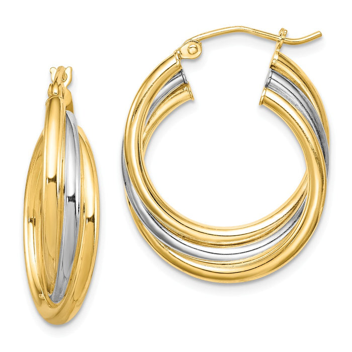 Stella Silver 925 Sterling Silver Rhodium-plated & Gold-plated Hoop Earrings, 22mm x 25mm