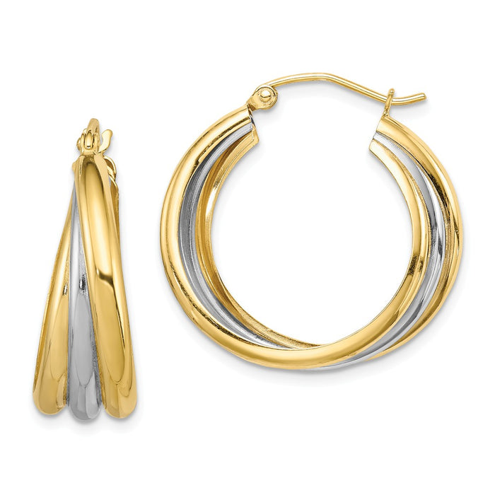 Stella Silver 925 Sterling Silver Rhodium-plated & Vermeil Hoop Earrings, 22mm x 26mm