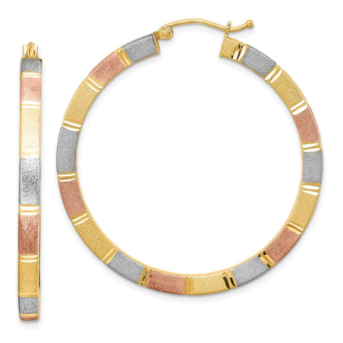 Stella Silver 925 Sterling Silver Rhodium-plated & Vermeil Diamond-Cut 3x40mm Square Hoop Earrings, 40mm x 40mm