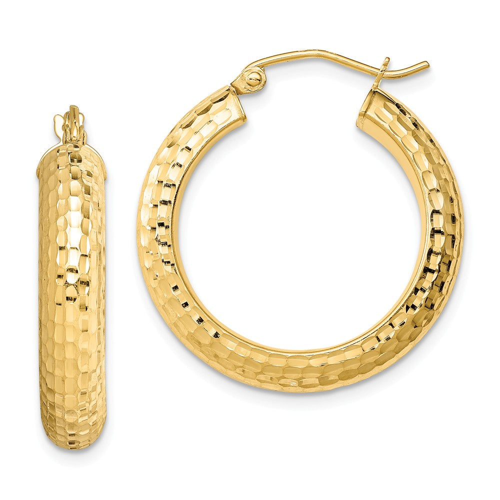 Stella Silver 925 Sterling Silver Gold Plated Diamond-Cut 5x 25mm Hoop Earrings, 25mm x 25mm