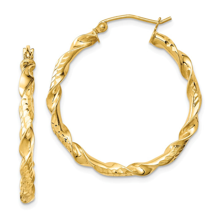 Stella Silver 925 Sterling Silver Gold Plated 30mm Diamond-cut Twisted Hoop Earrings, 30mm x 30mm
