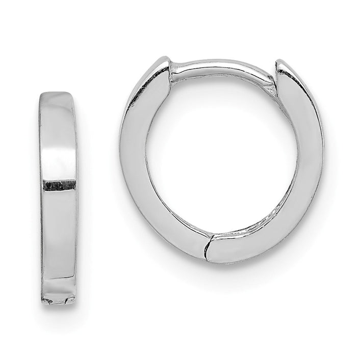 Stella Silver 925 Sterling Silver Rhodium Polished Hinged Hoop Earrings, 9mm x 11mm