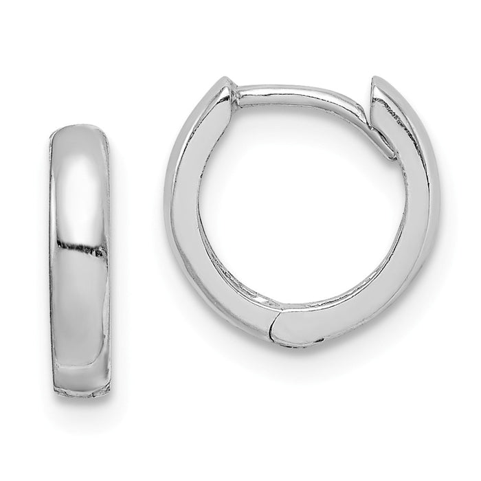 Stella Silver 925 Sterling Silver Rhodium Polished Hinged Hoop Earrings, 10mm x 10mm