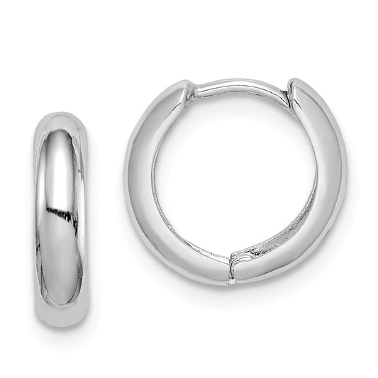Stella Silver 925 Sterling Silver Rhodium Polished Hinged Hoop Earrings, 13mm x 13mm