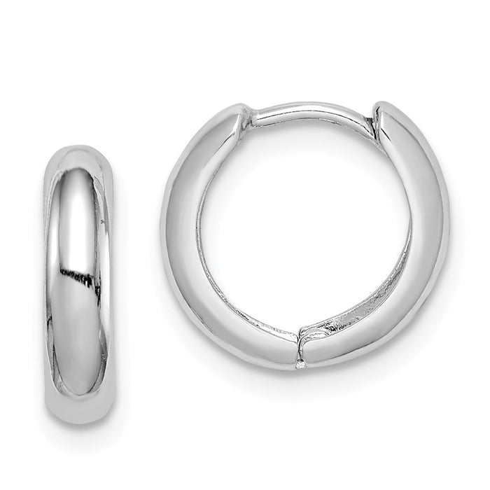 Stella Silver 925 Sterling Silver Rhodium Polished Hinged Hoop Earrings, 13mm x 13mm