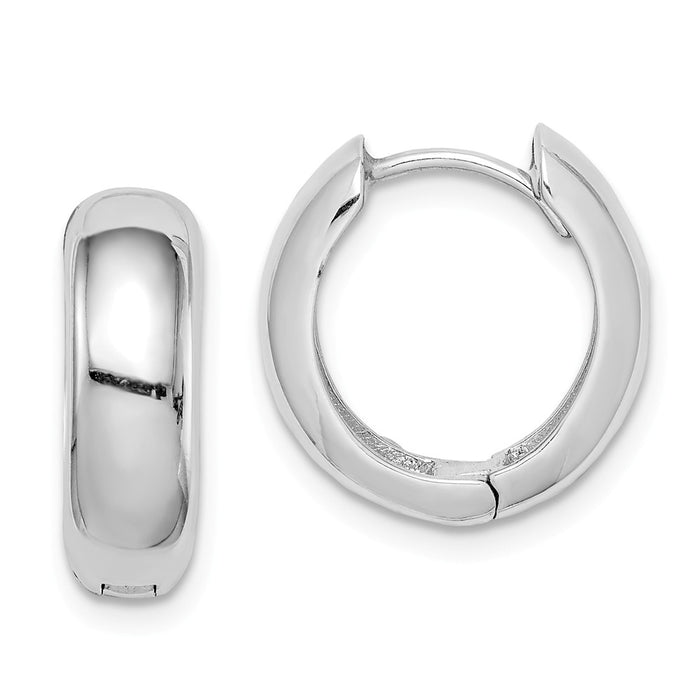 Stella Silver 925 Sterling Silver Rhodium Polished Hinged Hoop Earrings, 13mm x 15mm