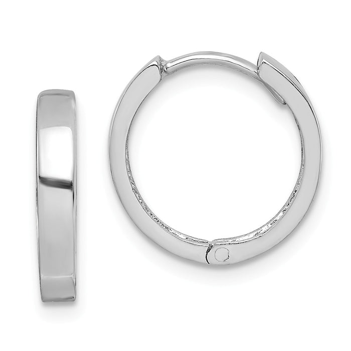 Stella Silver 925 Sterling Silver Rhodium Polished Hinged Hoop Earrings, 14mm x 14mm