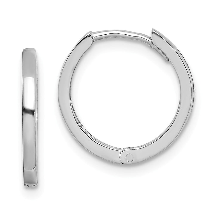 Stella Silver 925 Sterling Silver Rhodium Polished Hinged Hoop Earrings, 14mm x 14mm