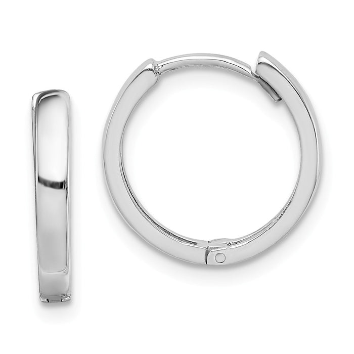 Stella Silver 925 Sterling Silver Rhodium Polished Hinged Hoop Earrings, 14mm x 14mm