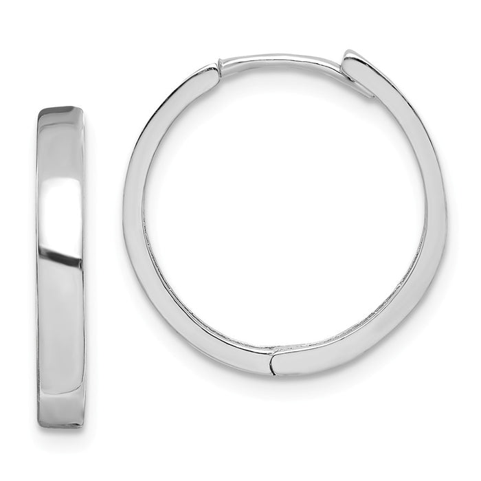 Stella Silver 925 Sterling Silver Rhodium Polished Hinged Hoop Earrings, 18mm x 18mm