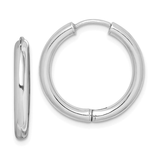 Stella Silver 925 Sterling Silver Polished Hollow Hinged Hoop Earrings, 21mm x 20mm