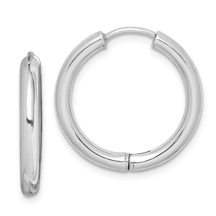 Stella Silver 925 Sterling Silver Polished Hollow Hinged Hoop Earrings, 21mm x 20mm