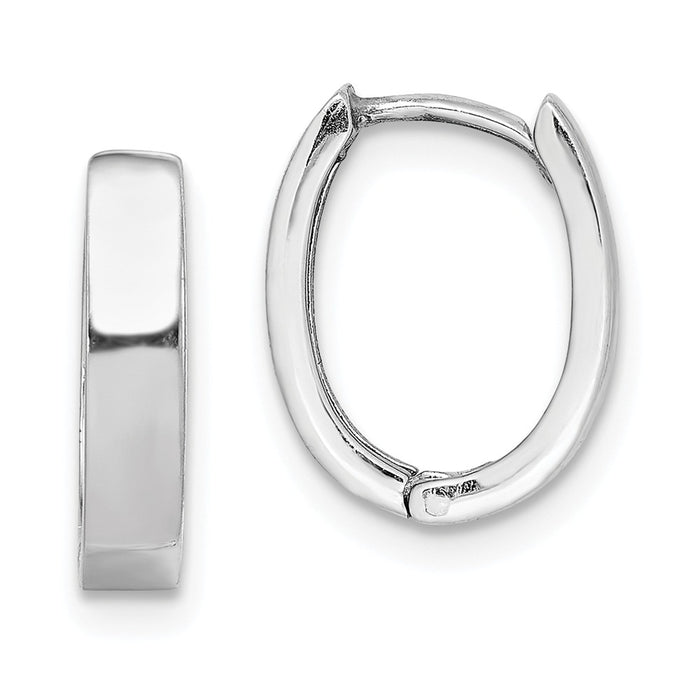 Stella Silver 925 Sterling Silver Rhodium Polished Hinged Hoop Earrings, 13mm x 10mm