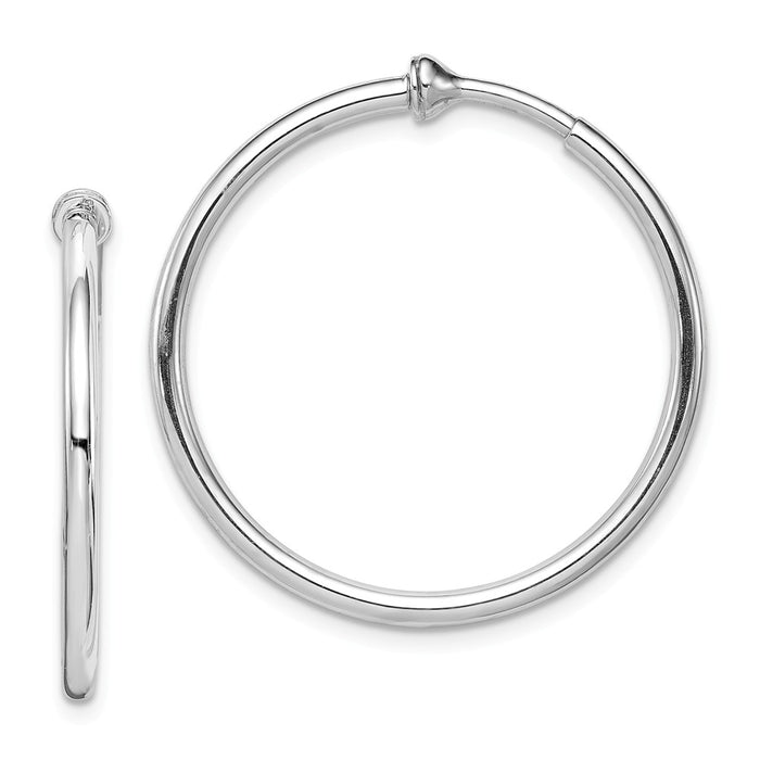 Stella Silver 925 Sterling Silver Rhodium Polished Hoop Earrings, 28mm x 28mm
