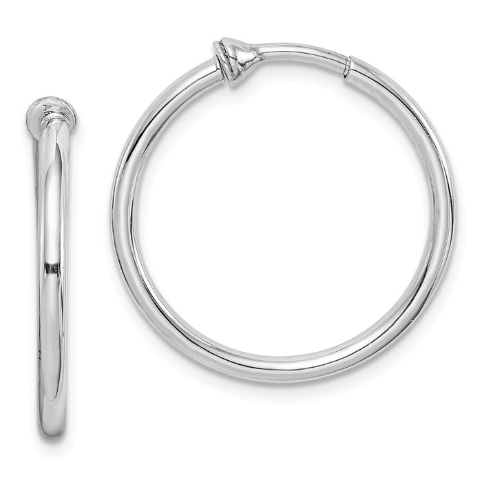 Stella Silver 925 Sterling Silver Rhodium Polished Hoop Earrings, 24mm x 24mm
