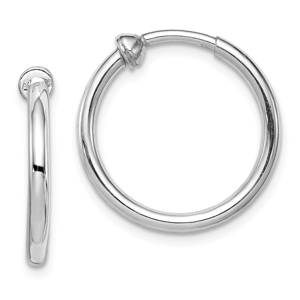 Stella Silver 925 Sterling Silver Rhodium Polished Hoop Earrings, 19mm x 19mm