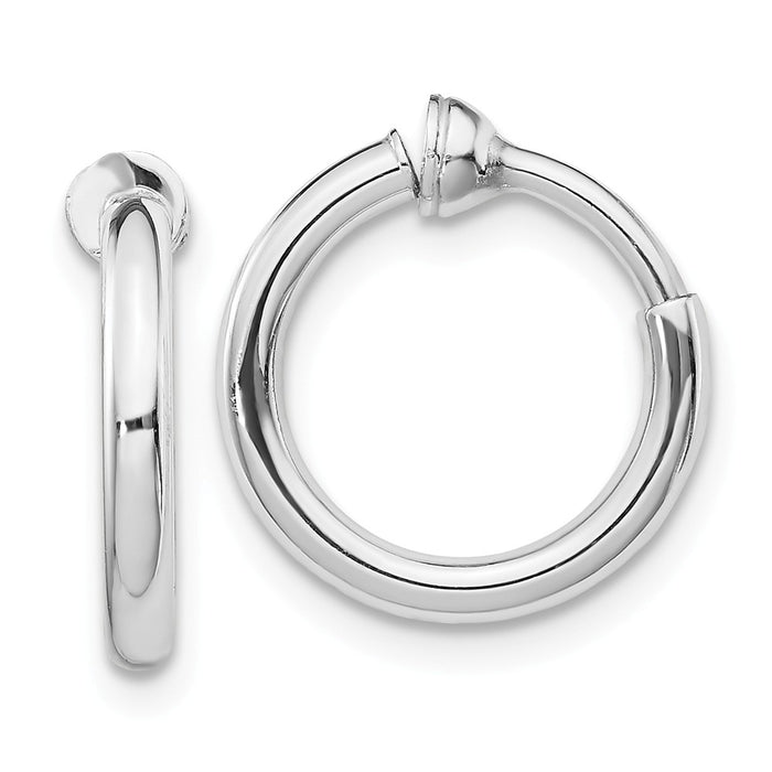 Stella Silver 925 Sterling Silver Rhodium Polished Hoop Earrings, 14mm x 14mm