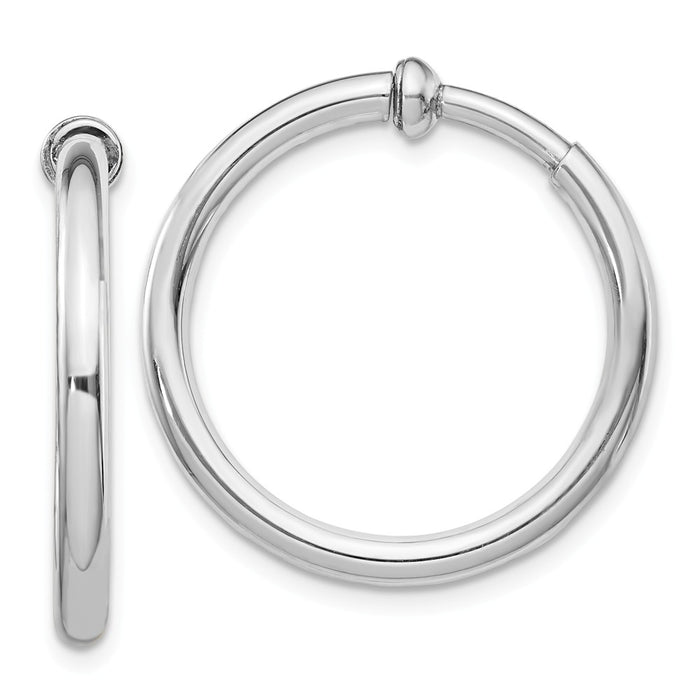 Stella Silver 925 Sterling Silver Rhodium Polished Hoop Earrings, 25mm x 25mm