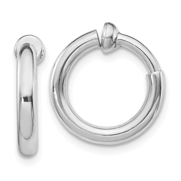 Stella Silver 925 Sterling Silver Rhodium Polished Hoop Earrings, 14mm x 14mm