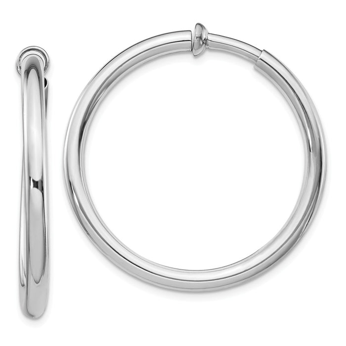 Stella Silver 925 Sterling Silver Rhodium Polished Hoop Earrings, 37mm x 37mm