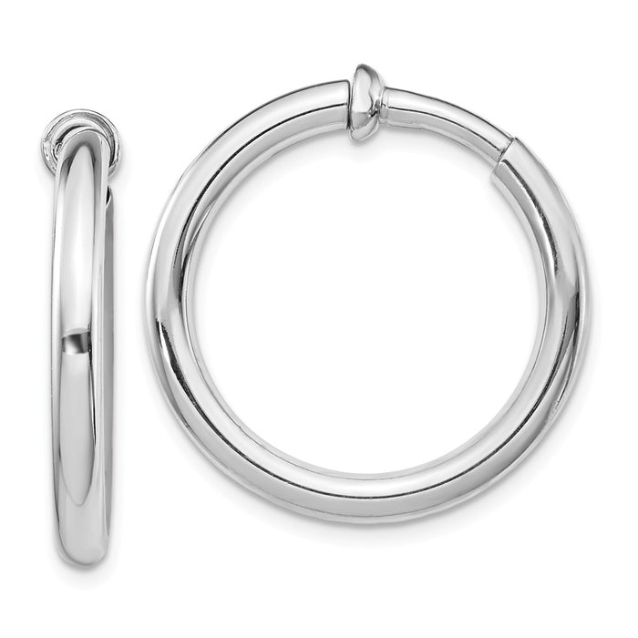 Stella Silver 925 Sterling Silver Rhodium Polished Hoop Earrings, 27mm x 27mm