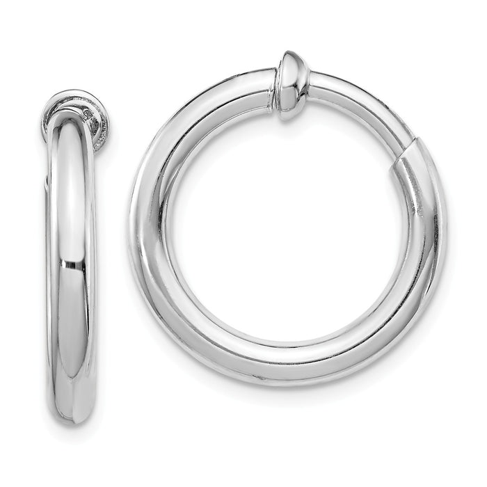 Stella Silver 925 Sterling Silver Rhodium Polished Hoop Earrings, 21mm x 21mm