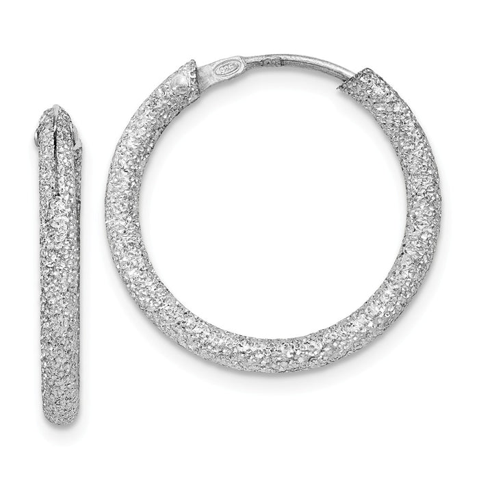 Stella Silver 925 Sterling Silver Rhodium-plated Laser Cut Endless Hoop Earrings, 20mm x 20mm