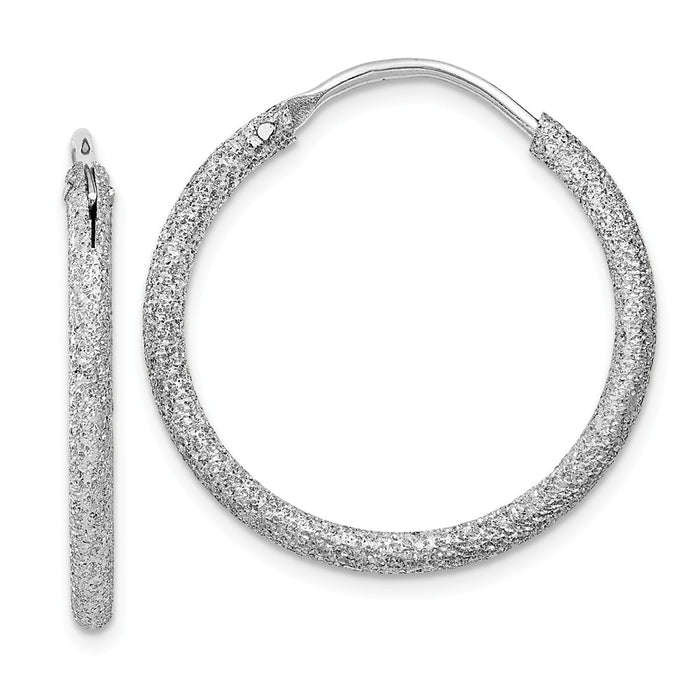 Stella Silver 925 Sterling Silver Rhodium-plated Laser Cut Endless Hoop Earrings, 26mm x 26mm