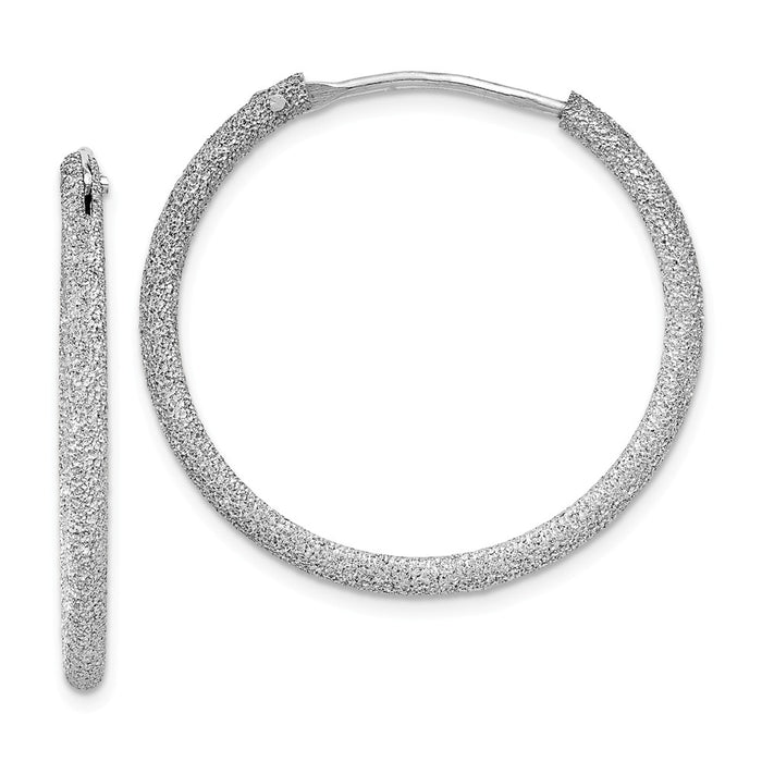 Stella Silver 925 Sterling Silver Rhodium-plated Laser Cut Endless Hoop Earrings, 32mm x 32mm