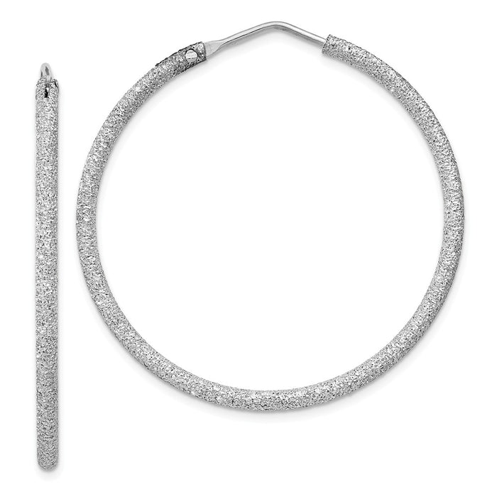 Stella Silver 925 Sterling Silver Rhodium-plated Laser Cut Endless Hoop Earrings, 41mm x 41mm