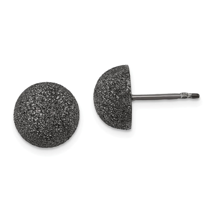 Stella Silver 925 Sterling Silver Black Ruthenium Satin Finish Post Earrings, 10mm x 10mm