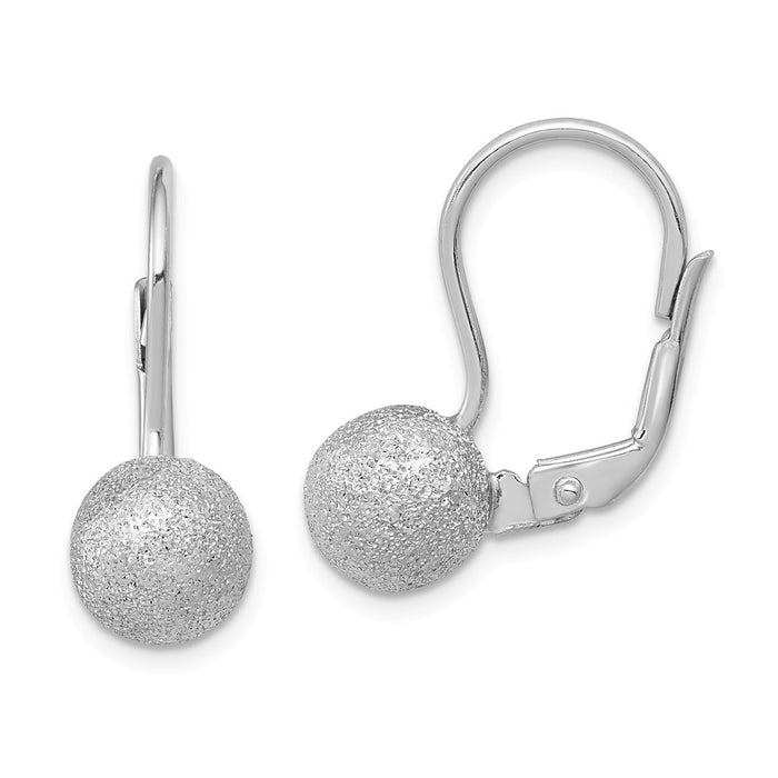 Stella Silver 925 Sterling Silver Rhodium-plated Satin Finish Leverback Earrings, 23mm x 8mm