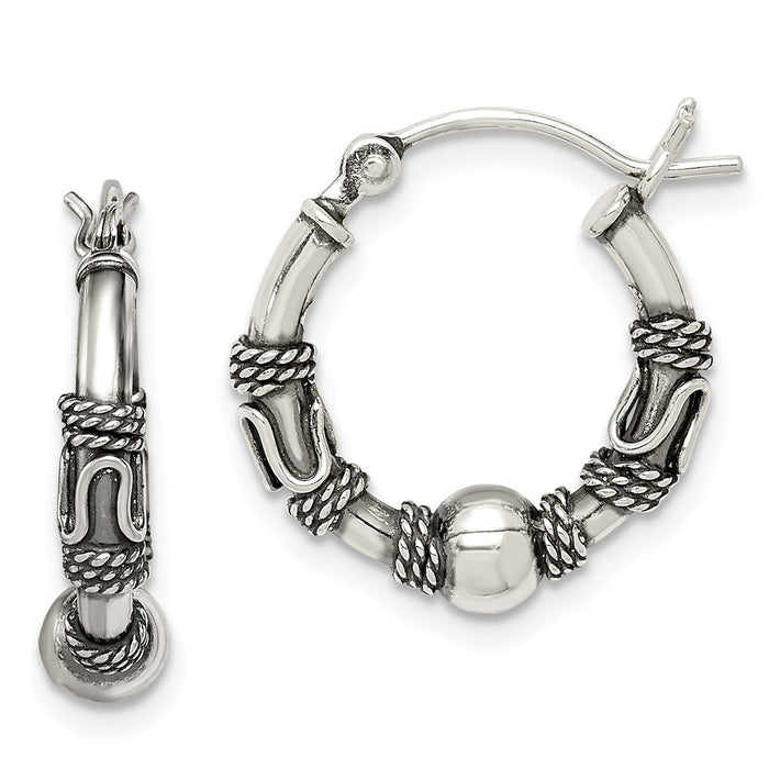 Stella Silver 925 Sterling Silver Hinged Earrings, 18mm x 17mm