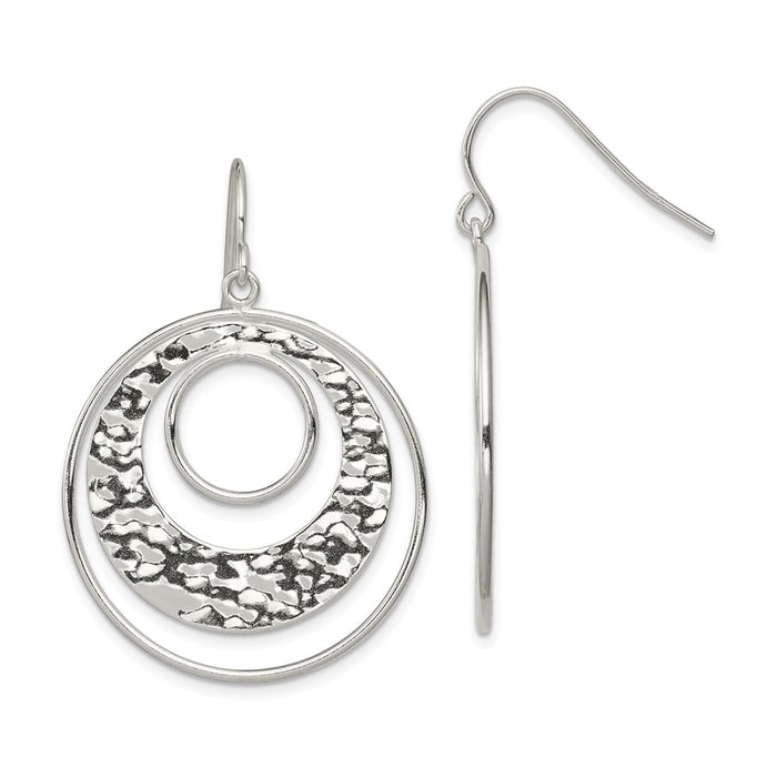 Stella Silver 925 Sterling Silver Circle Shepherd Hook Earrings, 41mm x 38mm