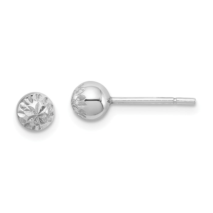 Stella Silver 925 Sterling Silver Rhodium-Plated Diamond-cut Post Earrings, 5mm x 5mm