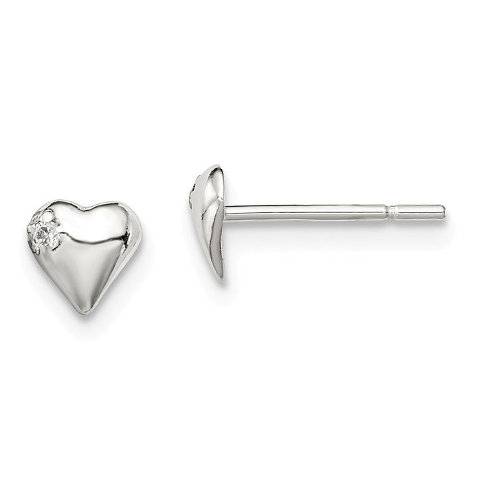 Stella Silver 925 Sterling Silver Heart with Cubic Zirconia ( CZ ) Post Earrings, 5mm x 5mm