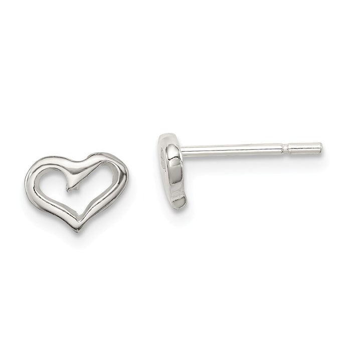Stella Silver 925 Sterling Silver Heart Post Earrings, 5mm x 7mm