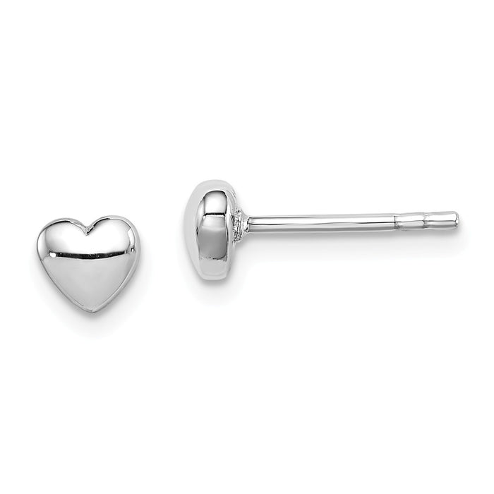 Stella Silver 925 Sterling Silver Rhodium-Plated Polished Heart Post Earrings, 5mm x 5mm