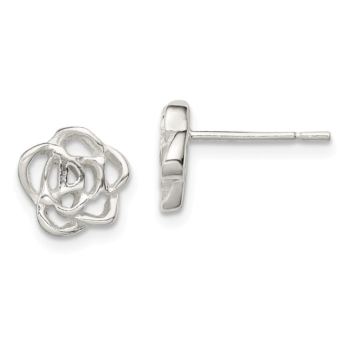 Stella Silver 925 Sterling Silver Flower Post Earrings, 9mm x 9mm