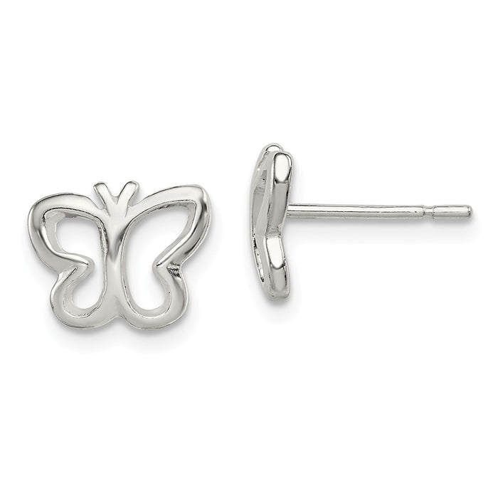 Stella Silver 925 Sterling Silver Butterfly Post Earrings, 9mm x 10mm