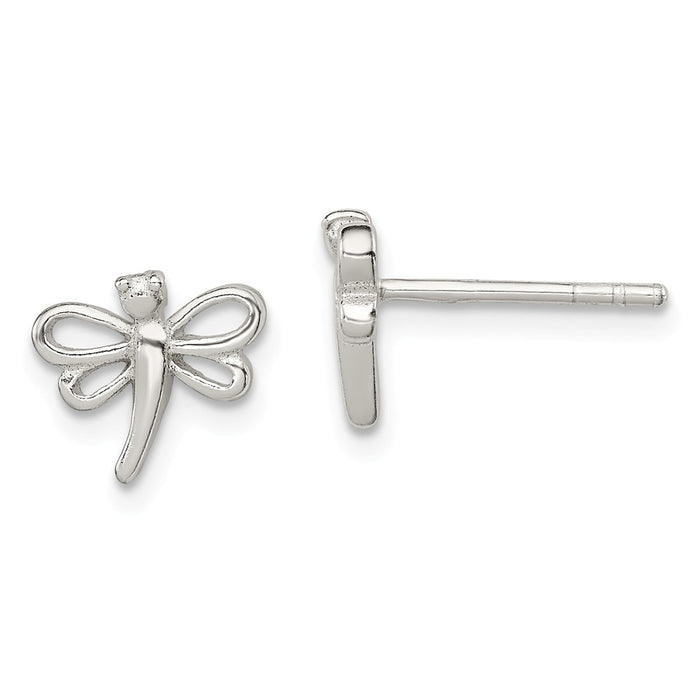 Stella Silver 925 Sterling Silver Dragonfly Post Earrings, 10mm x 8mm