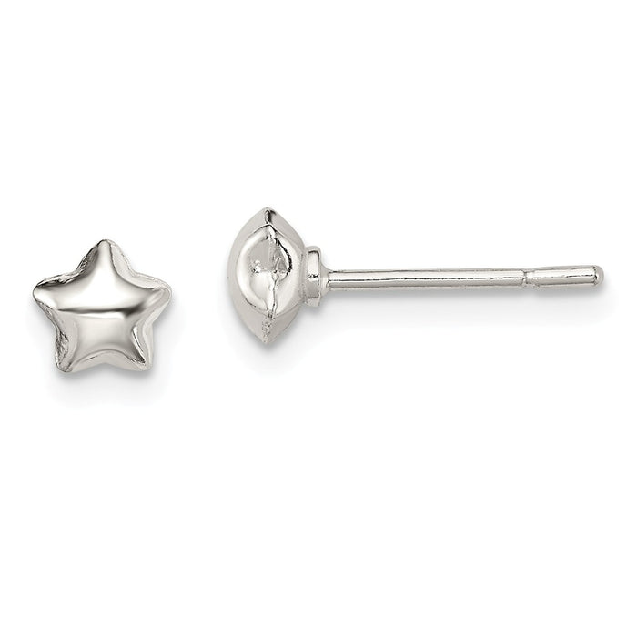 Stella Silver 925 Sterling Silver Star Post Earrings, 5mm x 6mm