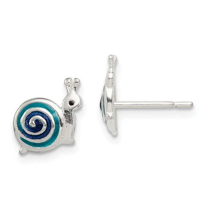 Stella Silver 925 Sterling Silver Enameled Snail Post Earrings, 9mm x 9mm