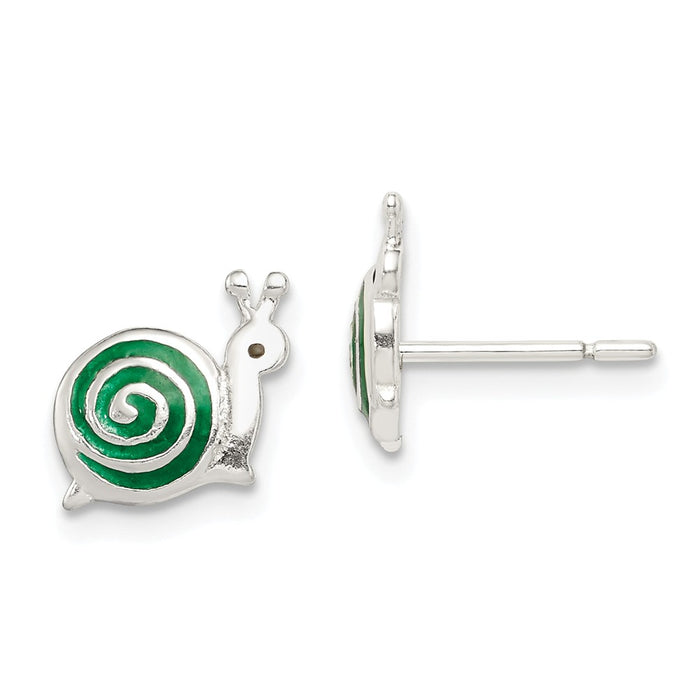 Stella Silver 925 Sterling Silver Enameled Snail Post Earrings, 9mm x 9mm