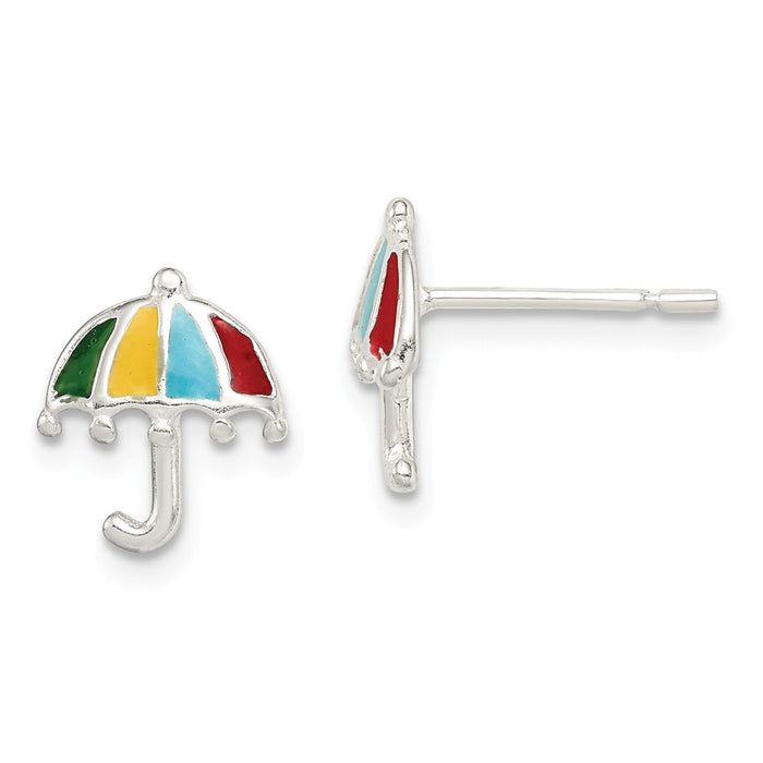 Stella Silver 925 Sterling Silver Enameled Post Earrings, 10mm x 9mm